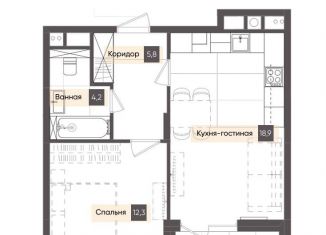 Продаю 1-комнатную квартиру, 44.1 м2, Калуга