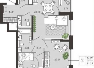 Продажа 2-ком. квартиры, 81.3 м2, Тула