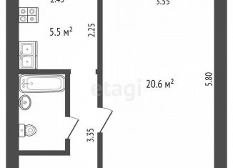 Продажа 1-ком. квартиры, 35 м2, Тюмень, улица 30 лет Победы, 142, Восточный округ