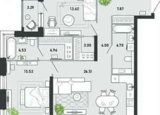 Двухкомнатная квартира на продажу, 90.9 м2, Тула, Советский территориальный округ