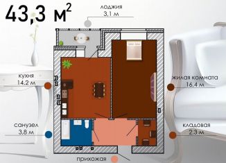 Продается 1-ком. квартира, 43.3 м2, Воронеж, улица Независимости, 55/10