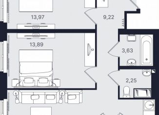 Продажа трехкомнатной квартиры, 65.7 м2, Санкт-Петербург, проспект Большевиков, уч3, ЖК Про.Молодость