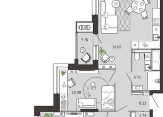 2-ком. квартира на продажу, 82.1 м2, Тула, Советский территориальный округ