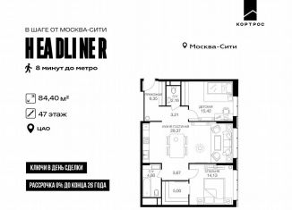 3-комнатная квартира на продажу, 84.4 м2, Москва, Шмитовский проезд, 39к6, метро Москва-Сити