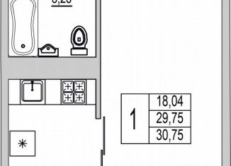 Продажа 1-комнатной квартиры, 30.8 м2, Псков, Рижский проспект, 94Г