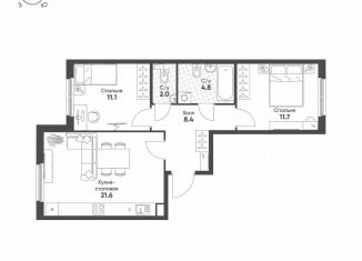 Продается 2-ком. квартира, 59.6 м2, посёлок Шушары