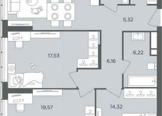 Продажа трехкомнатной квартиры, 95.5 м2, Москва, Шмитовский проезд, 39к6, метро Москва-Сити