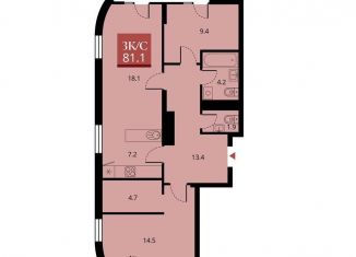 Продажа 3-комнатной квартиры, 77.3 м2, Новосибирская область, Прибрежная улица, 4/2