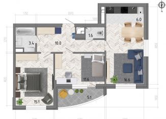 Продам трехкомнатную квартиру, 66.9 м2, Воронеж, улица Фёдора Тютчева, 93/4, ЖК Микрорайон Боровое