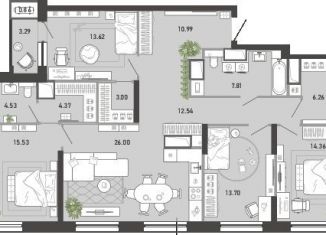 Четырехкомнатная квартира на продажу, 136.9 м2, Тула, Советский территориальный округ