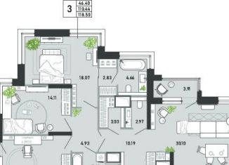 Продажа 3-ком. квартиры, 118.5 м2, Тула, Советский территориальный округ