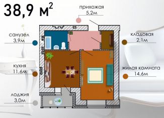 Продажа 1-комнатной квартиры, 38.9 м2, Воронеж, улица Независимости, 55/10