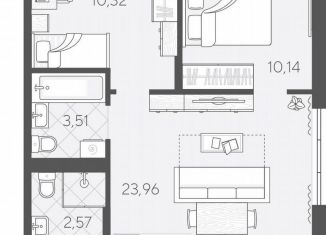 2-ком. квартира на продажу, 53.3 м2, Тюмень, Ленинский округ