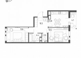 Продам двухкомнатную квартиру, 58 м2, посёлок Шушары