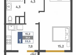 Продается 1-ком. квартира, 33.5 м2, Крым