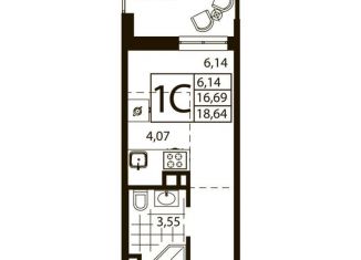 Однокомнатная квартира на продажу, 18.6 м2, Ростов-на-Дону, улица Текучёва, 370/2