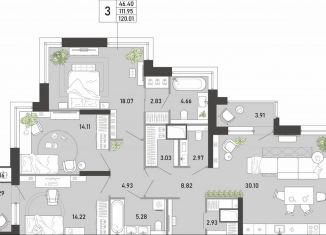 Продается 3-комнатная квартира, 120 м2, Тула, Советский территориальный округ