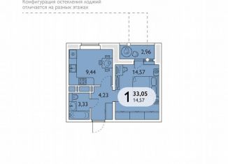 Продам 1-ком. квартиру, 33.1 м2, Брянск, проспект Станке Димитрова, 67к7