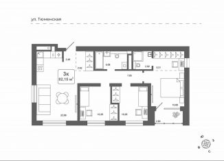 Продам 3-комнатную квартиру, 82.2 м2, деревня Дударева, улица Сергея Джанбровского, 25