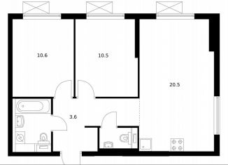 Продажа 2-ком. квартиры, 54.3 м2, Котельники