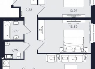 3-комнатная квартира на продажу, 65.7 м2, Санкт-Петербург, проспект Большевиков, уч3, ЖК Про.Молодость