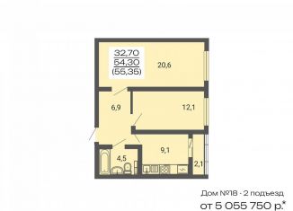 Продам 2-комнатную квартиру, 54.3 м2, Челябинск, улица Университетская Набережная, 95, ЖК Спортивный