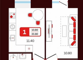 Продается однокомнатная квартира, 33.8 м2, Туймазы, переулок Луначарского, 5