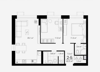 Продается 2-комнатная квартира, 62.3 м2, Астрахань, улица Бехтерева, 12/4, ЖК Атмосфера