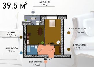 Продажа 1-комнатной квартиры, 39.5 м2, Воронеж, улица Независимости, 55/10