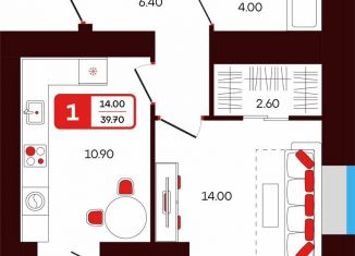 Продается однокомнатная квартира, 39.7 м2, Туймазы, переулок Луначарского, 5