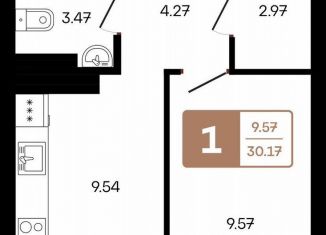 Продажа 1-ком. квартиры, 30.3 м2, село Акбердино