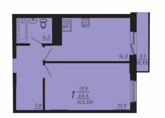 Продается 1-комнатная квартира, 45.3 м2, Челябинск, улица Университетская Набережная, 49, ЖК Спортивный