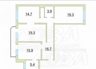 Продам трехкомнатную квартиру, 96.4 м2, Тюмень, улица Пермякова, 74к4, ЖК Домостроитель