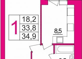 1-ком. квартира на продажу, 34.2 м2, Республика Башкортостан, улица Лётчиков, 2А