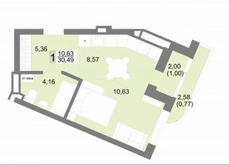 Квартира на продажу студия, 30.5 м2, Екатеринбург, ЖК На Тенистой, Тенистая улица, 8с5