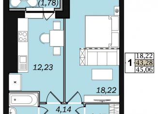 Продажа однокомнатной квартиры, 43.3 м2, Ульяновск, жилой комплекс ЭкоСити, 9, ЖК ЭкоСити