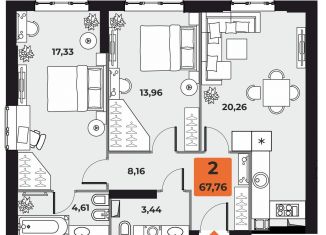 Продается 2-ком. квартира, 67.8 м2, Самара, метро Спортивная