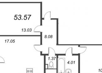 2-ком. квартира на продажу, 53.5 м2, Санкт-Петербург, проспект Ветеранов, 181, ЖК Солнечный Город