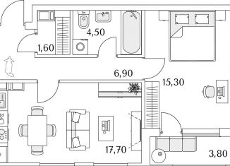 Продам 1-комнатную квартиру, 47.8 м2, Санкт-Петербург, метро Комендантский проспект