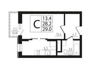 Продается квартира студия, 29 м2, Звенигород, 3-й микрорайон, к13