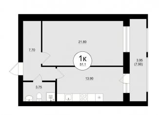 Продам 1-ком. квартиру, 51.5 м2, Самарская область