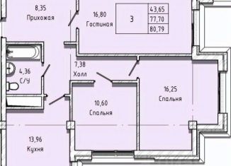 Продажа трехкомнатной квартиры, 80.8 м2, Нальчик, район Предгорный, Московская улица, 14