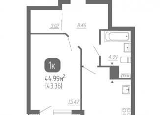 Продам однокомнатную квартиру, 45 м2, Самара, метро Победа