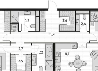 Продам 4-ком. квартиру, 115.6 м2, Москва, Полковая улица, 1с7, станция Савёловская