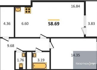 1-комнатная квартира на продажу, 58.7 м2, Воронежская область, Средне-Московская улица, 60