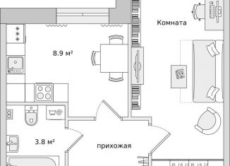 Однокомнатная квартира на продажу, 31.4 м2, Санкт-Петербург, Русановская улица, 18к1, метро Обухово