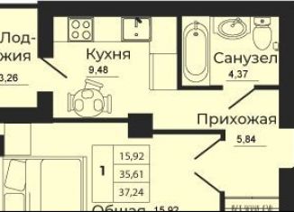 Продам 1-комнатную квартиру, 36.6 м2, Батайск, улица 1-й Пятилетки