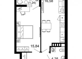 Продажа 1-комнатной квартиры, 44 м2, Ростовская область