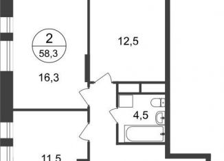 Продам двухкомнатную квартиру, 58.3 м2, Московский, 11-я фаза, к3