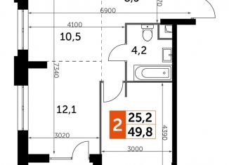 Продам двухкомнатную квартиру, 49.8 м2, Москва, Шелепихинская набережная, 40к3, метро Шелепиха
